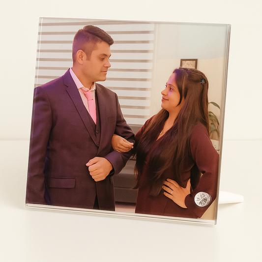 8x8 Premium Glass Photo Frame with Stand