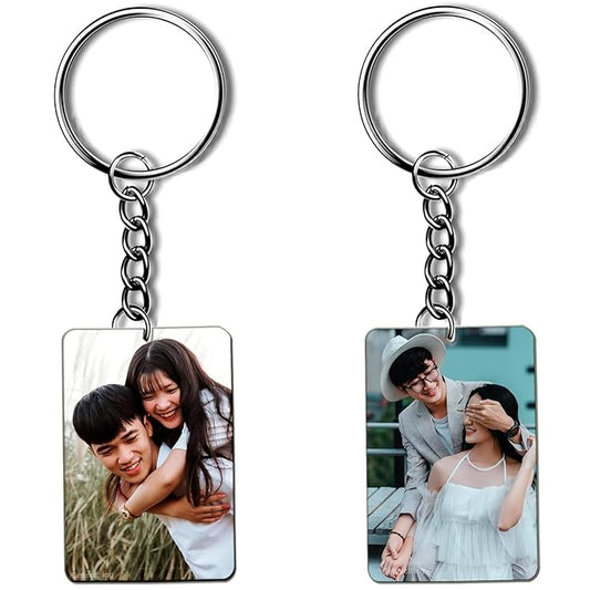 Polymer Double-Sided Rectangle Keychain With Custom Photo