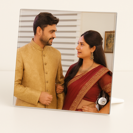 8x8 Premium Glass Photo Frame with Stand